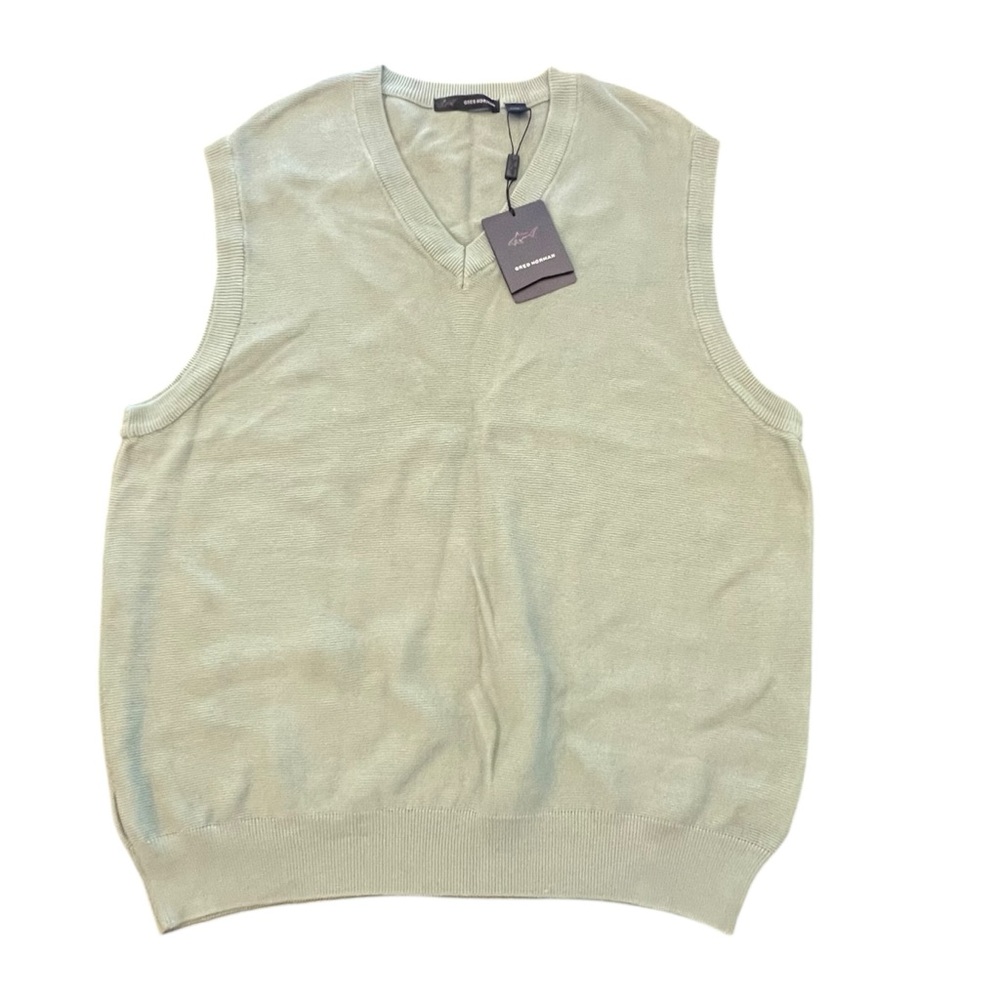 Greg Norman Men's Sleeveless V-Neck Golf Sweater Vest Green Size Large NEW